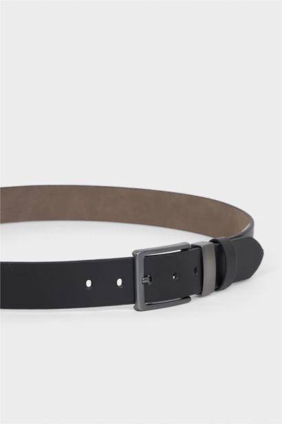 Erkek Dikdörtgen Toka Suni Deri Günlük Kemer