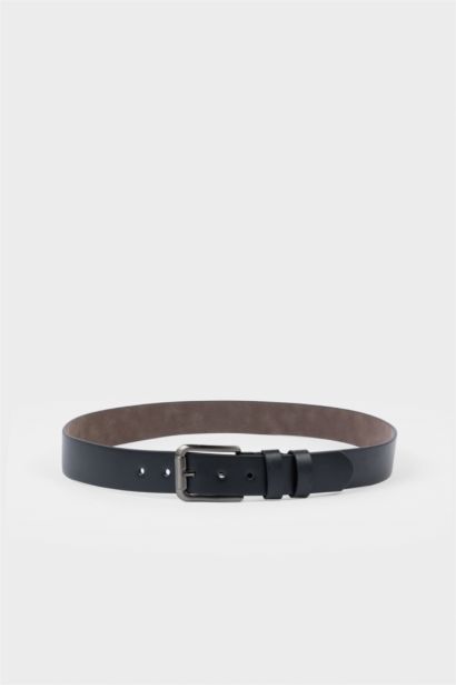 Erkek Dikdörtgen Toka Suni Deri Günlük Kemer