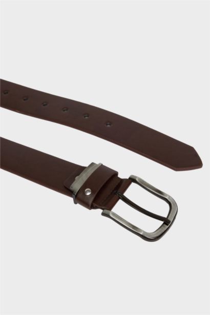 Erkek Dikdörtgen Toka Suni Deri Günlük Kemer