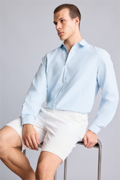 Standard Fit Linen Long Sleeve Shirt