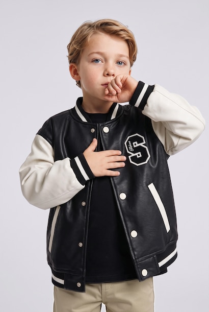 Baby Boy Waterproof Varsity Bomber Jacket