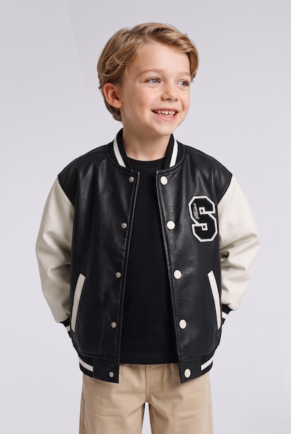Baby Boy Waterproof Varsity Bomber Jacket