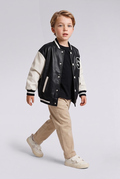 Baby Boy Waterproof Varsity Bomber Jacket