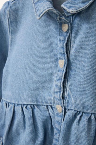 Uzun Kollu Jean Elbise Kız Bebek
