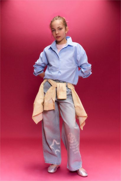 Baggy Fıt Jean Pantolon Kız Çocuk