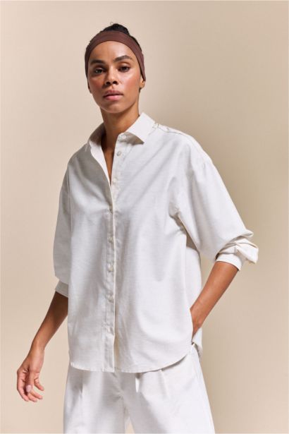 Oversize Fit linen Long Sleeve Shirt