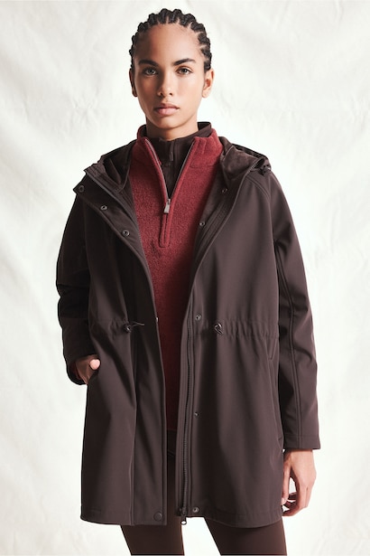 Regular Fit Lined Hooded Softshell Parka