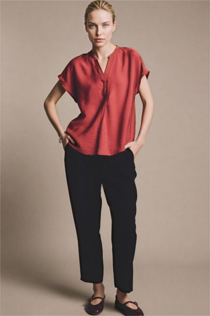 Carrot Fit Straight Leg Trousers