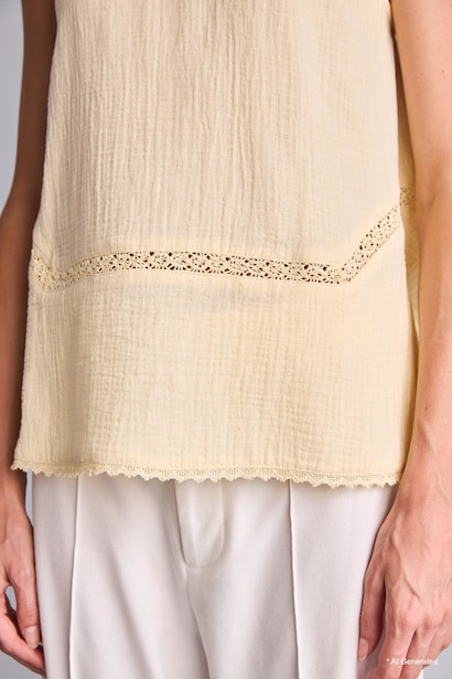 Regular Fit Halter Neck Muslin Sleeveless Top
