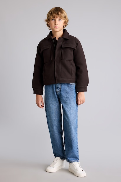 Boy Polo Collar Taffeta Puffer Jacket