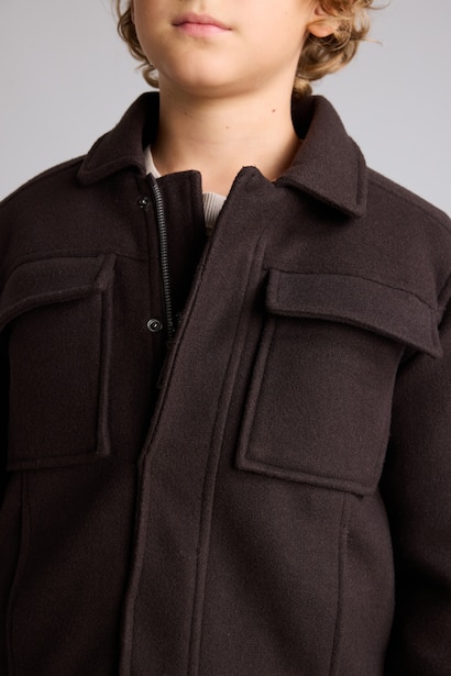 Boy Polo Collar Taffeta Puffer Jacket