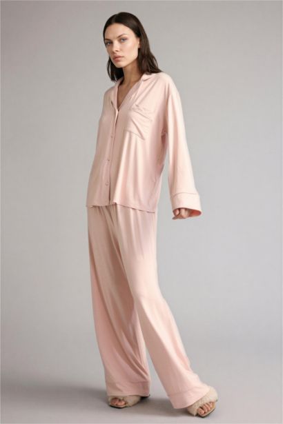 طقم بيجاما قصة عادية كم طويل - قطعتين