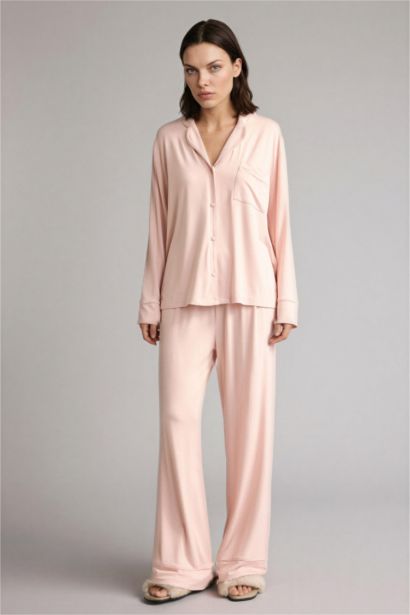 طقم بيجاما قصة عادية كم طويل - قطعتين