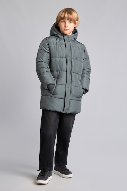 Boy Hooded Taffeta Coat
