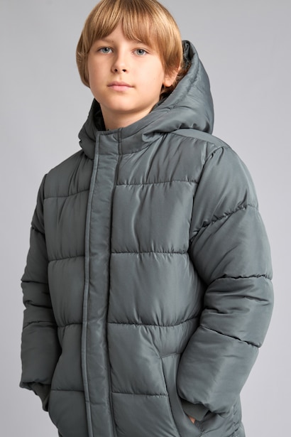 Boy Hooded Taffeta Coat