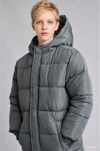 Boy Hooded Taffeta Coat