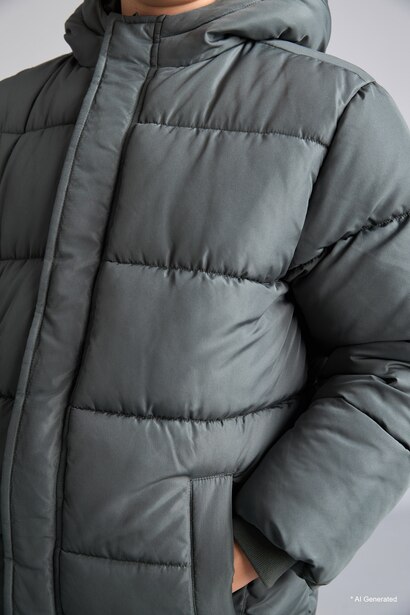 Boy Hooded Taffeta Coat