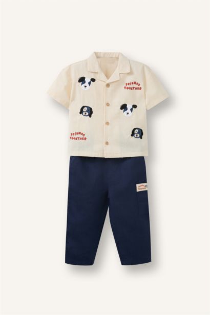 Ensemble Chemise à motif animal et Pantalon en coton pour bébé garçon