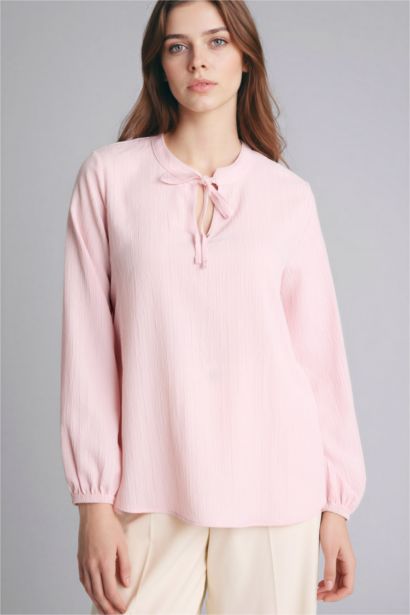 Regular Fit Crew Neck Long Sleeve Blouse