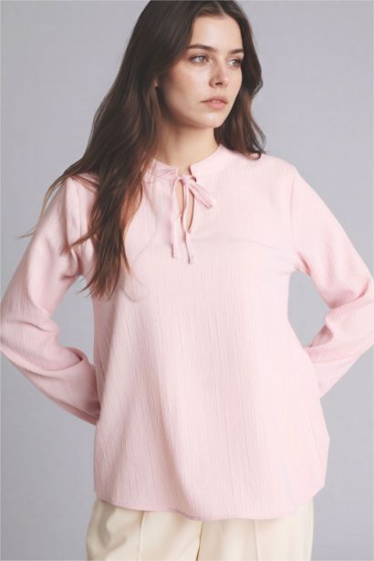Regular Fit Crew Neck Long Sleeve Blouse