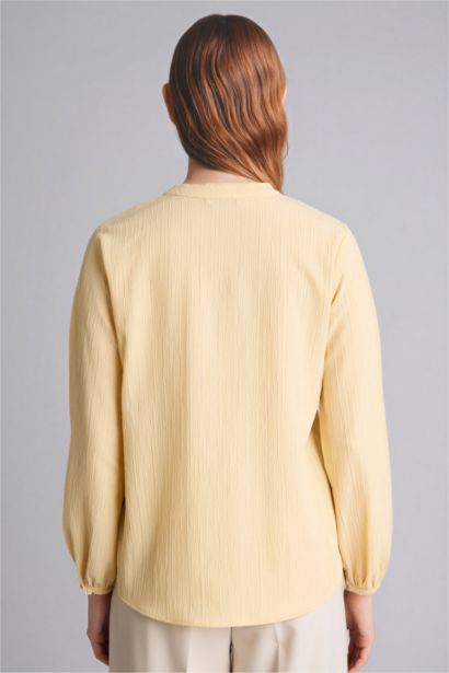 Regular Fit Crew Neck Long Sleeve Blouse
