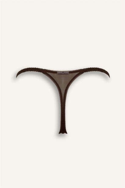 Nakışlı Dantel Detaylı Tül Tanga