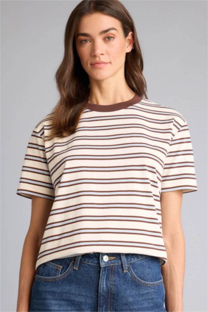 Футболка Premium Relax Fit в полоску с круглым вырезом и коротким рукавом