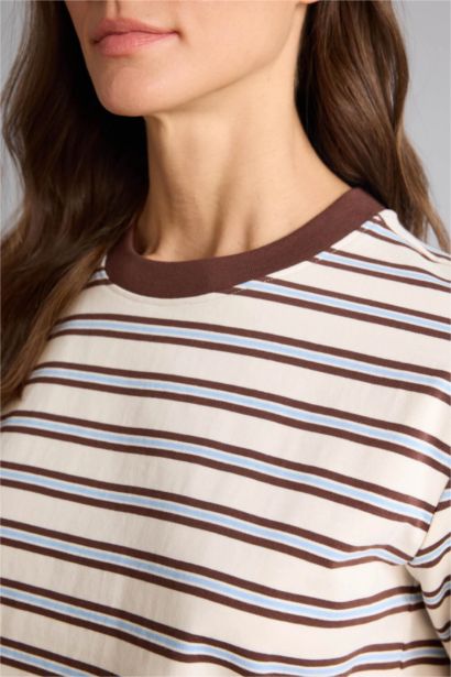 Футболка Premium Relax Fit в полоску с круглым вырезом и коротким рукавом