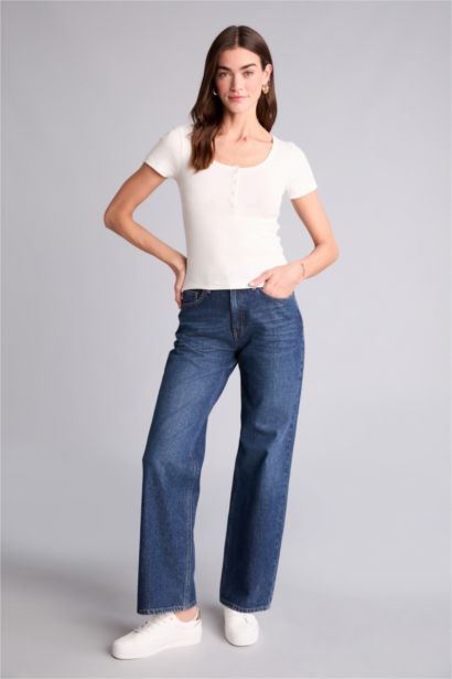 Футболка кашкорсе Slim Fit в рубчик с воротником на пуговицах и коротким рукавом