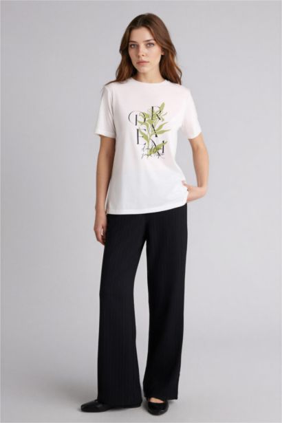 Regular Fit Straight Leg Waffle Trousers