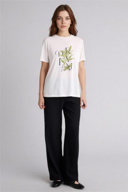 Regular Fit Straight Leg Waffle Trousers