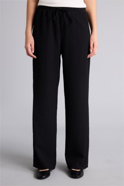 Regular Fit Straight Leg Waffle Trousers