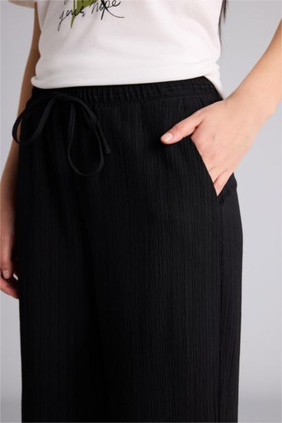Regular Fit Straight Leg Waffle Textured Trousers