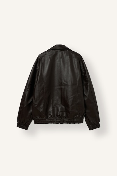 Veste oversize en similicuir à col polo et fermeture éclair