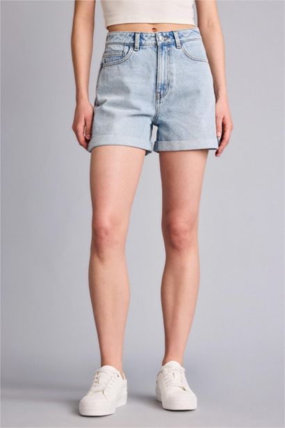 Mom Fit Yüksek bel Jean Şort