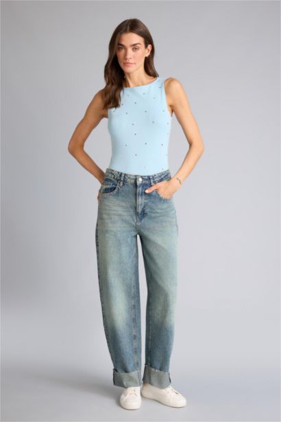 Débardeur côtelé à col bateau Coupe slim