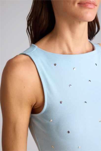 Débardeur côtelé à col bateau Coupe slim