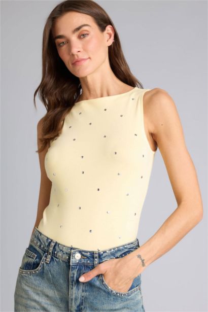 Débardeur côtelé à col bateau Coupe slim