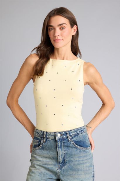 Débardeur côtelé à col bateau Coupe slim