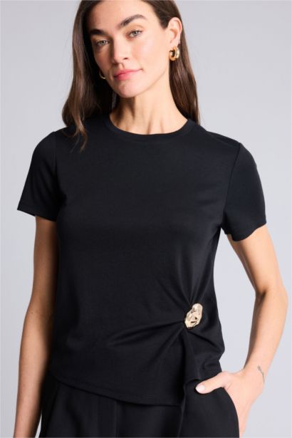 Футболка Slim Fit в рубчик с круглым вырезом и коротким рукавом