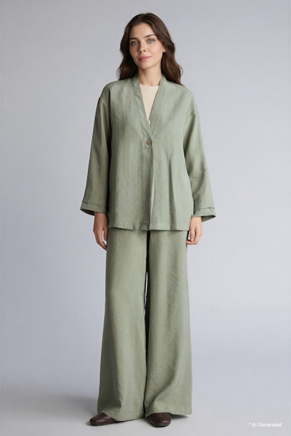 Regular Fıt V Yaka Modal Kimono