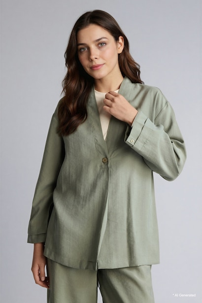 Regular Fıt V Yaka Modal Kimono