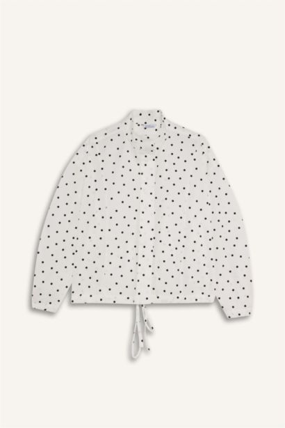 Regular Fit Poplin Polka Dot Long Sleeve Tunic