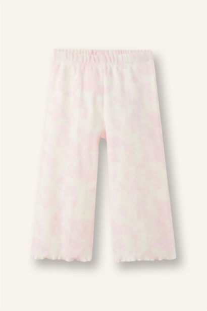 Baby Girl Wide Leg Batik Ribbed Knit Trousers