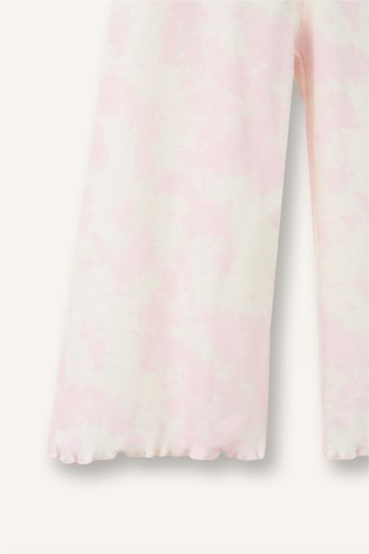 Baby Girl Wide Leg Batik Ribbed Knit Trousers