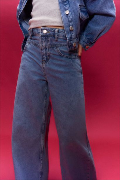 Wıde Leg Jean Pantolon Kız Çocuk