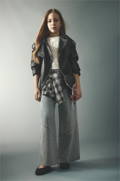 Wide Leg Denim Trousers