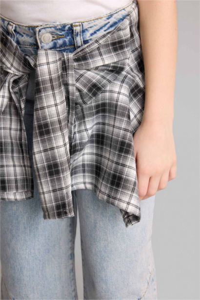 Wıde Leg Geniş Paça Jean Pantolon Kız Çocuk