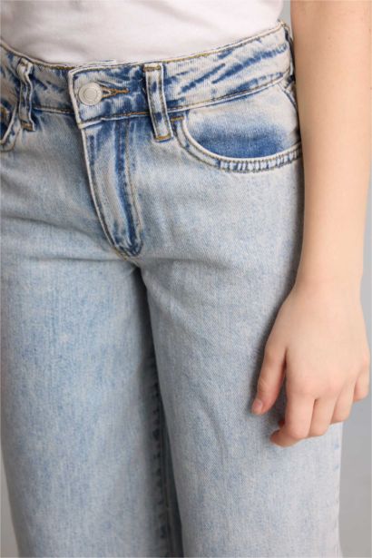 Wıde Leg Geniş Paça Jean Pantolon Kız Çocuk