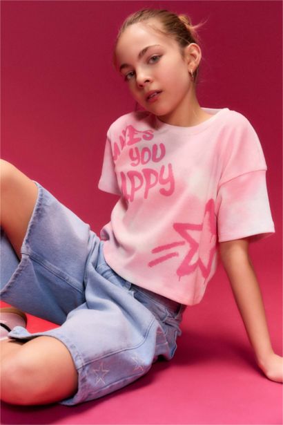 تيشيرت كروب بناتي نص ردن مضلع بياخة مستديرة